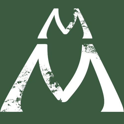 White logo on moss background